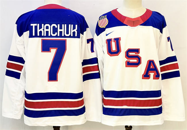 Men's USA 7 Brady Tkachuk White 2025 2026 Stitched Jersey