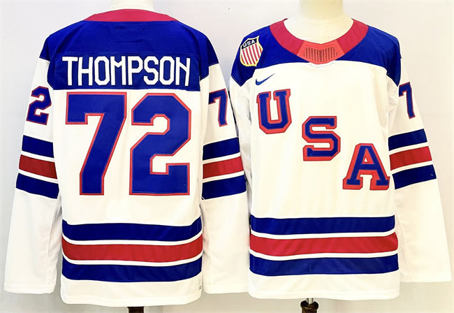 Men's USA 72 Tage Thompson White 2025 2026 Stitched Jersey
