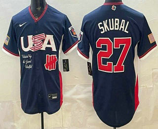 Men's USA Undefeated 27 Tarik Skubal Navy 2026 World Baseball Classic Cool Base Jersey