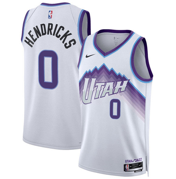Men's Utah Jazz 0 Taylor Hendricks White 2025 Association Edition Stitched Basketball Jersey