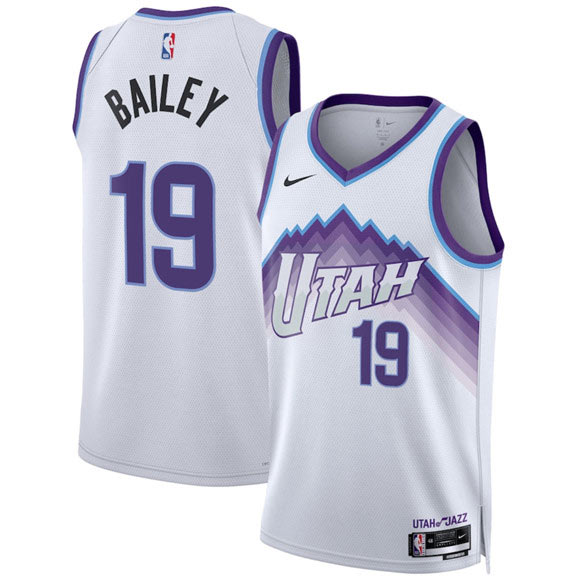 Men's Utah Jazz 19 Ace Bailey White 2025 Association Edition Stitched Basketball Jersey