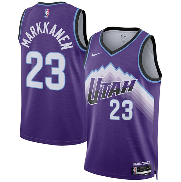 Men's Utah Jazz 23 Lauri Markkanen Purple 2025 Icon Edition Stitched Basketball Jersey