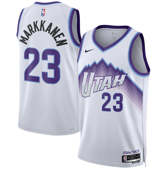 Men's Utah Jazz 23 Lauri Markkanen White 2025 Association Edition Stitched Basketball Jersey