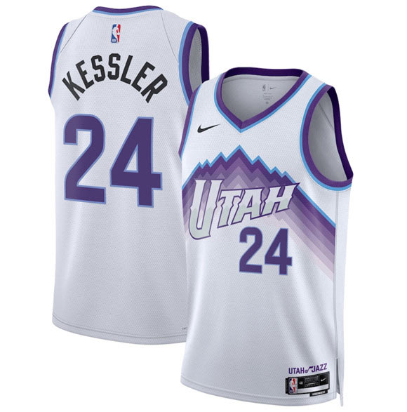 Men's Utah Jazz 24 Walker Kessler White 2025 Association Edition Stitched Basketball Jersey