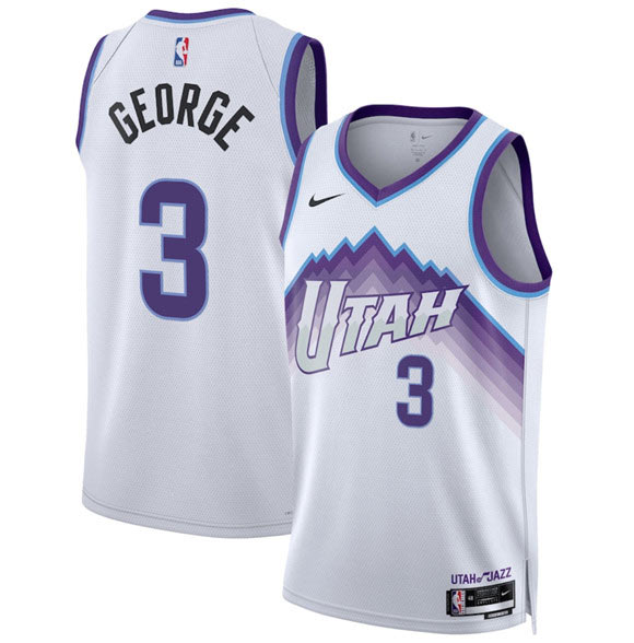 Men's Utah Jazz 3 Keyonte George White 2025 Association Edition Stitched Basketball Jersey