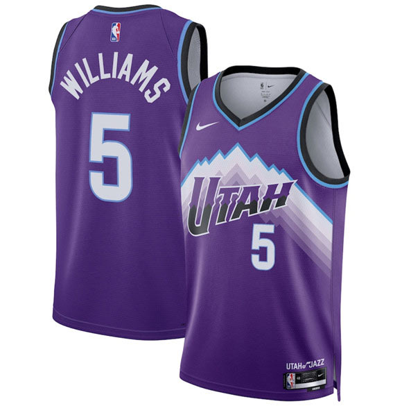 Men's Utah Jazz 5 Cody Williams Purple 2025 Icon Edition Stitched Basketball Jersey