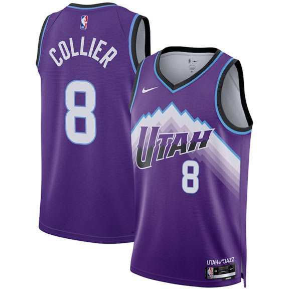 Men's Utah Jazz 8 Isaiah Collier Purple 2025 Icon Edition Stitched Basketball Jersey