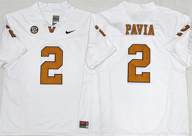 Men's Vanderbilt Commodores 2 Diego Pavia White 2025 F.U.S.E. Vapor Limited Stitched Football Jersey
