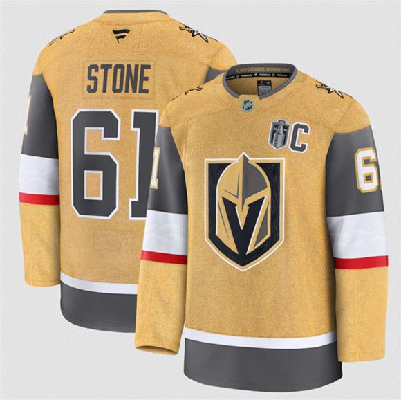 Men's Vegas Golden Knights 61 Mark Stone Gold 2026 Stanley Cup Final Patch And C Patch Home Stitched Hockey Jersey