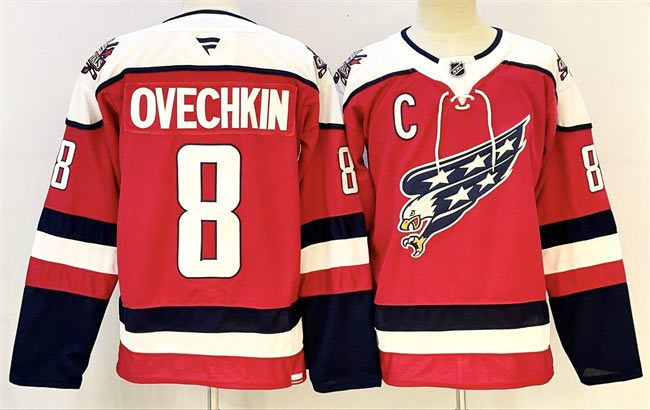 Men's Washington Capitals 8 Alexander Ovechkin Navy With C Patch Stitched Hockey Jersey