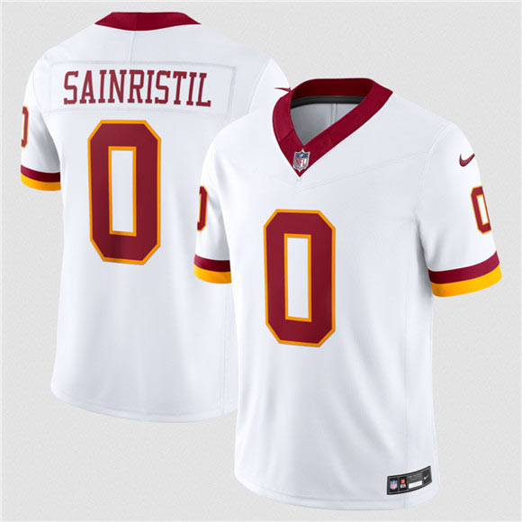 Men's Washington Commanders 0 Mike Sainristil White 2026 F.U.S.E. Vapor Limited Football Stitched Jersey Men's Washington Commanders 0 Mike Sainristil White 2026 F.U.S.E. Vapor Limited Football Stitched Jersey