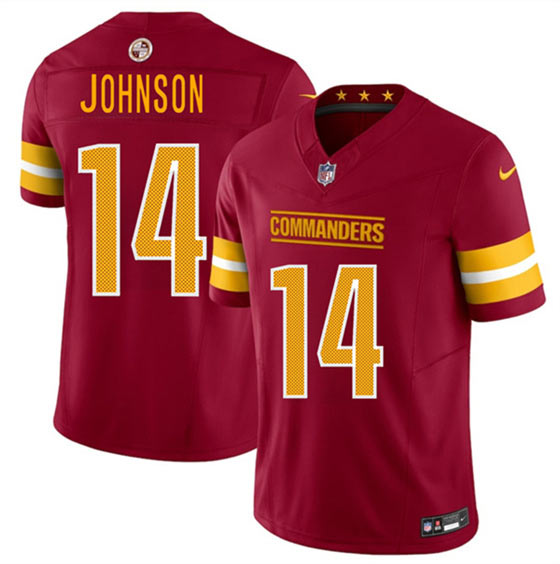 Men's Washington Commanders 14 Josh Johnson Burgundy 2025 Draft F.U.S.E. Vapor Limited Football Stitched Jersey