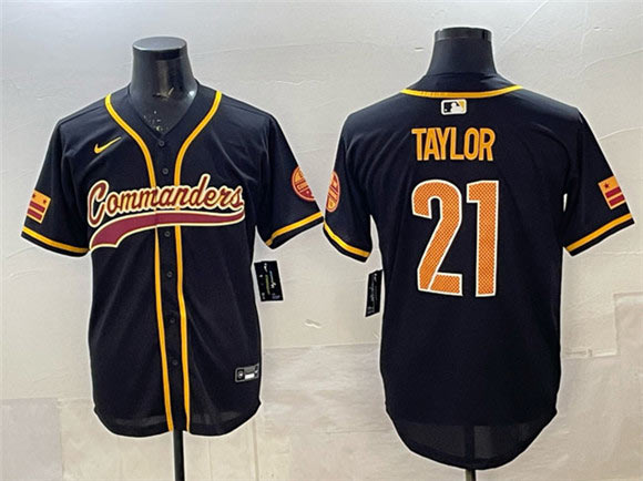 Men's Washington Commanders 21 Sean Taylor Black Limited Stitched Baseball Jersey