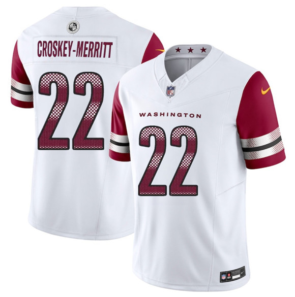 Men's Washington Commanders 22 Jacory Croskey Merritt White 2025 F.U.S.E. Vapor Limited Football Stitched Jersey