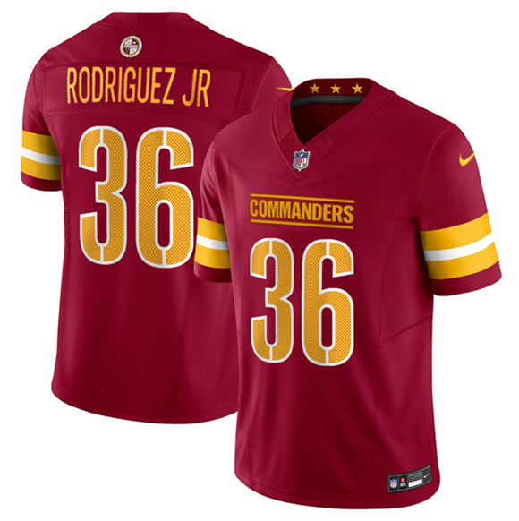 Men's Washington Commanders 36 Chris Rodriguez Jr Burgundy 2025 Draft F.U.S.E. Vapor Limited Football Stitched Jersey