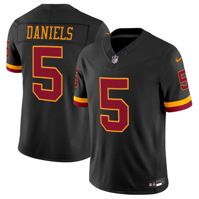 Men's Washington Commanders 5 Jayden Daniels Black 2026 F.U.S.E. Hail Raiser Alternate Vapor Limited Stitched Football Jersey