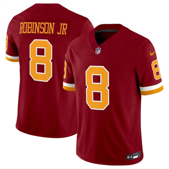 Men's Washington Commanders 8 Brian Robinson Jr. Burgundy 2025 F.U.S.E. Throwback Limited Football Stitched Jersey