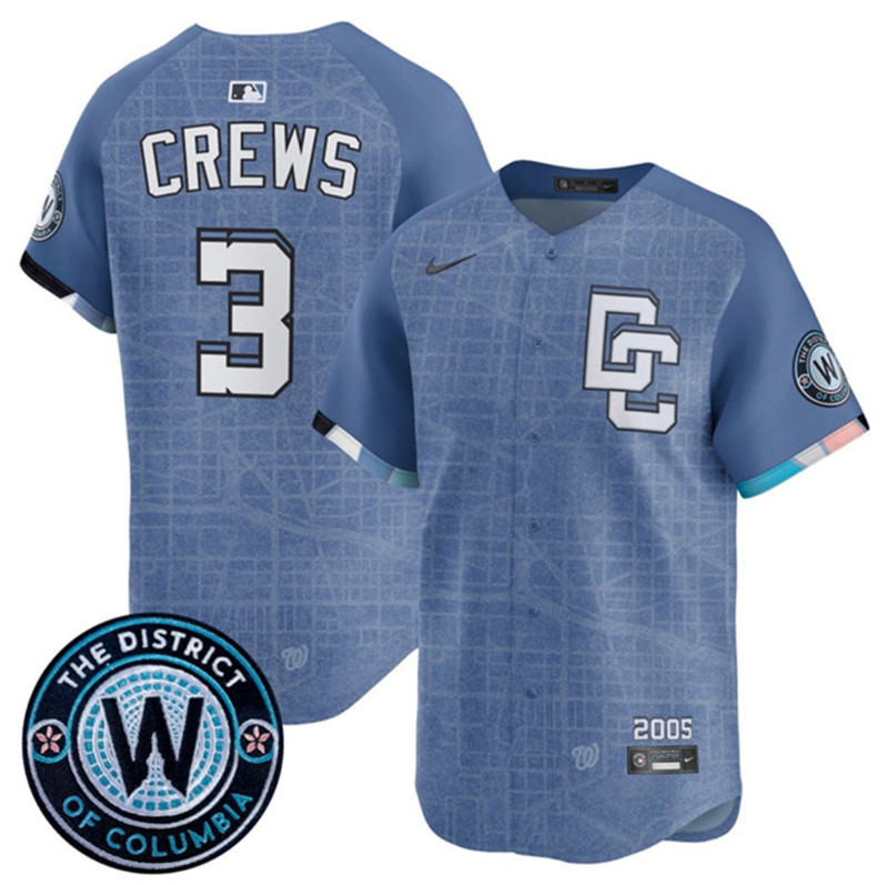 Men's Washington Nationals 3 Dylan Crews Blue 2025 City Connect Limited Stitched Baseball Jersey
