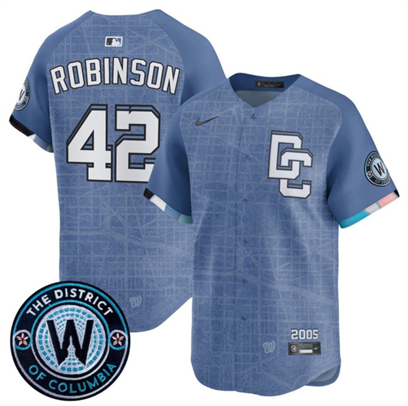 Men's Washington Nationals 42 Jackie Robinson Blue 2025 City Connect Limited Stitched Baseball Jersey