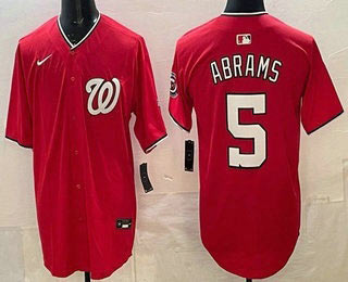 Men's Washington Nationals 5 CJ Abrams Red Limited Jersey