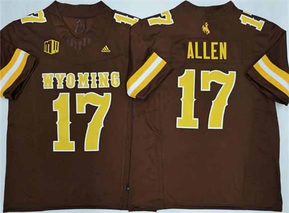 Men's Wyoming Cowboys 17 Josh Allen Brown 2026 F.U.S.E. Stitched College Football Jersey