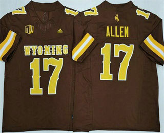 Men's Wyoming Cowboys 17 Josh Allen Limited Brown FUSE College Football Jersey