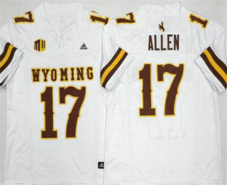 Men's Wyoming Cowboys 17 Josh Allen Limited White FUSE College Football Jersey