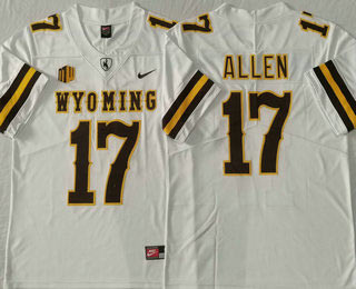 Men's Wyoming Cowboys 17 Josh Allen White Vapor Limited Stitched Nike Jersey