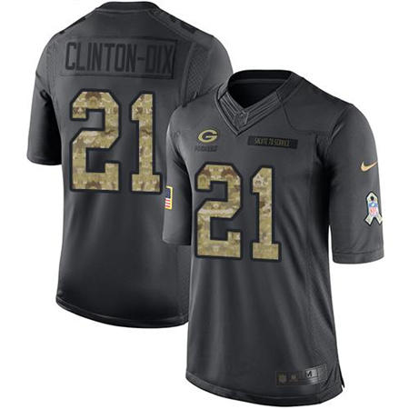 Men Green Bay Packers 21 Ha Ha Clinton Dix Anthracite 2016 Salute to Service Jersey
