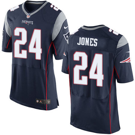 Men New England Patriots 24 Cyrus Jones Navy Blue Team Color Elite Stitched NFL Jersey
