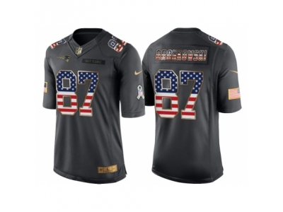 Men New England Patriots 87 Rob Gronkowski Anthracite Salute to Service USA Flag Fashion Jersey