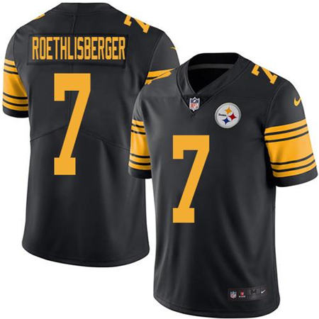 Men Pittsburgh Steelers 7 Ben Roethlisberger Black Color Rush Limited Stitched NFL Jersey
