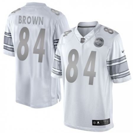 Men Pittsburgh Steelers 84 Antonio Brown Limited White Platinum Stitched NFL Jersey