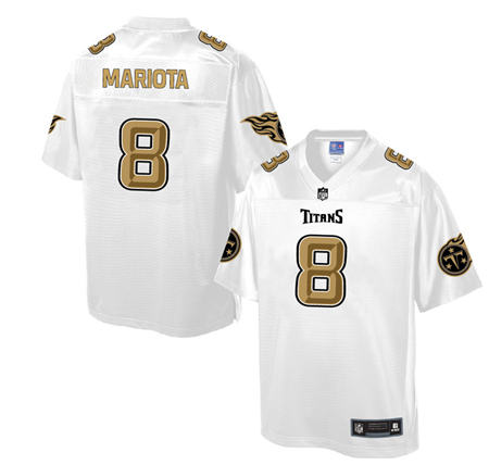 Men Tennessee Titans 8 Marcus Mariota White Pro Line Gold Collection Elite Stitched NFL Jersey