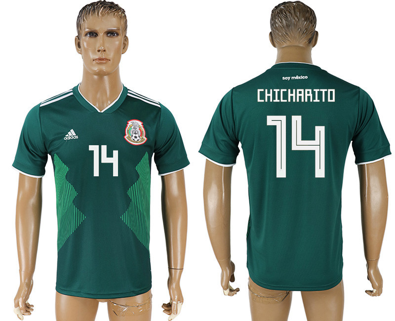 Mexico 14 CHICHARITO Home 2018 FIFA World Cup Thailand Soccer Jersey