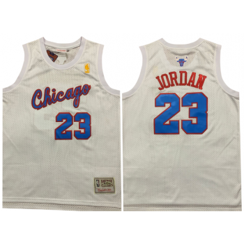 NBA Bulls 23 Michael Jordan White Hardwood Classics Jersey