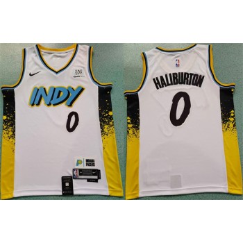 NBA Pacers 0 Tyrese Haliburton White 2024 25 City Nike Jersey