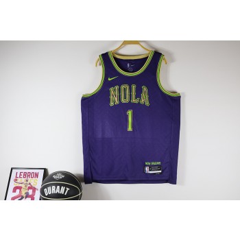 NBA Pelicans 1 Zion Williamson Purple 2024 City Nike Jersey