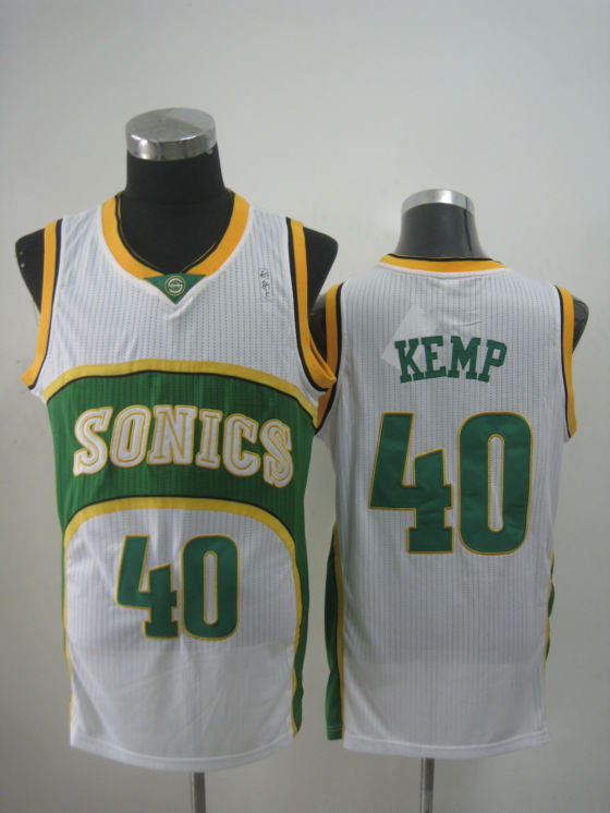NBA Seattle Sonics 40 Shaw Kemp Authentic Throwback Soul White Jersey