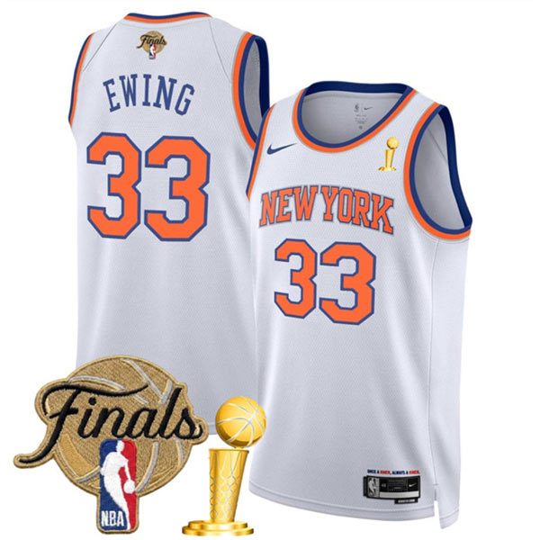 New Yok Knicks 33 Patrick Ewing White 2026 Finals Patch Association Edition Stitched Basketball Jersey New Yok Knicks 33 Patrick Ewing White 2026 Finals Patch Association Edition Stitched Basketball Jersey