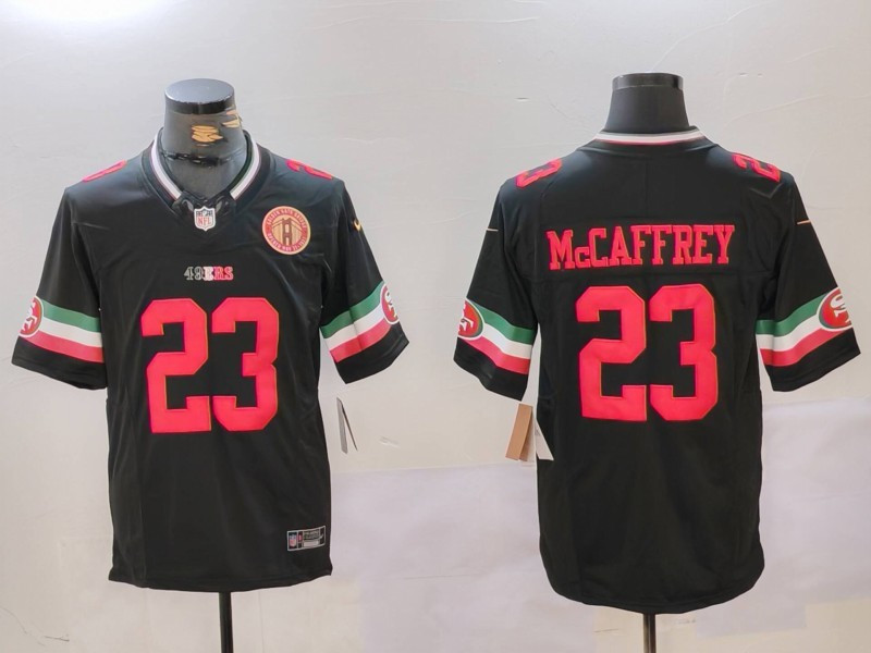Nike 49ers 23 Christian McCaffrey Black Mexico F.U.S.E. Vapor Limited Men Jersey