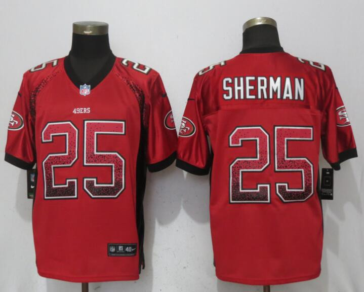 49ers Richard Sherman Red Drift Fashion Elite Jersey