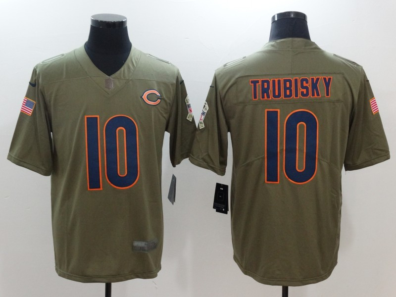 Bears 10 Mitchell Trubisky Olive Salute To Service Limited Jersey