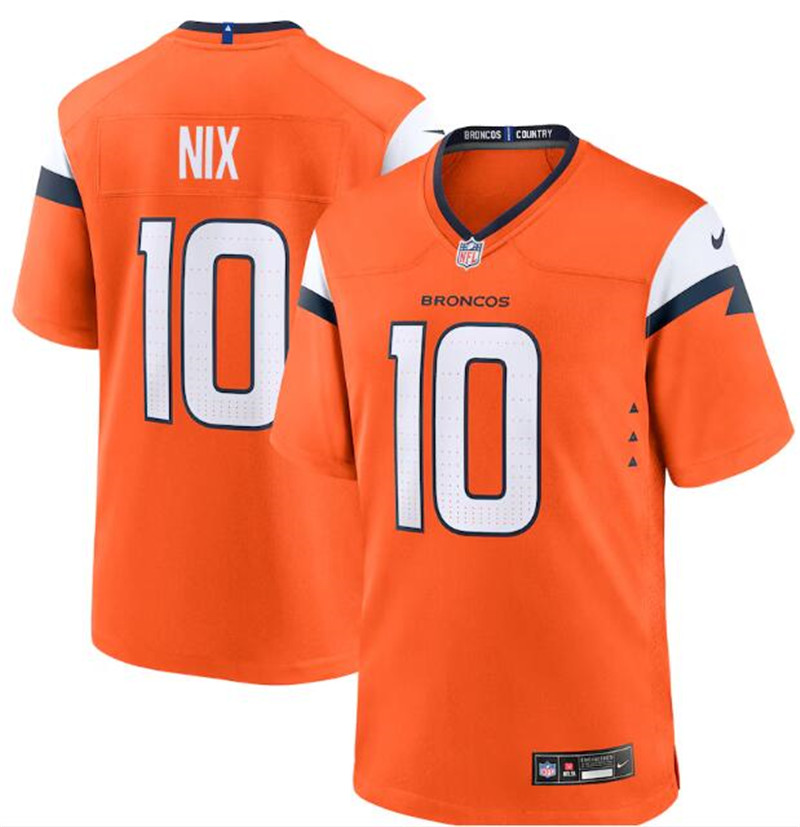 Nike Broncos 10 Bo Nix Orange 2024 NFL Draft Vapor Limited Youth Jersey