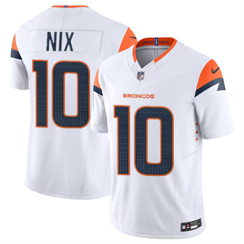 Nike Broncos 10 Bo Nix White 2024 NFL Draft Vapor Limited Youth Jersey