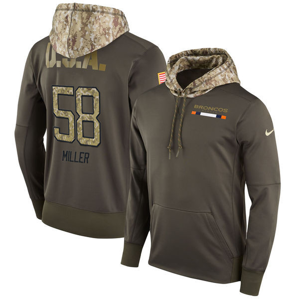 Broncos 58 Von Miller Olive Salute To Service Pullover Hoodie