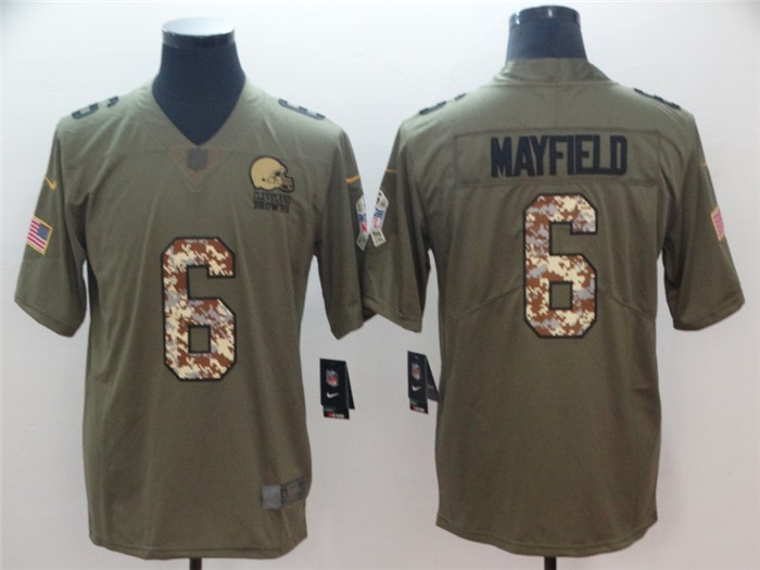 Browns 6 Baker Mayfield Olive Camo Salute To Service Limited Jersey