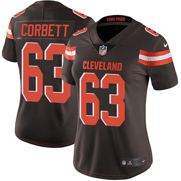 Browns 63 Austin Corbett Brown Women Vapor Untouchable Limited Jersey