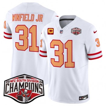 Nike Buccaneers 31 Antoine Winfield Jr. White 2024 NFC South Division Champions with C Patch F.U.S.E. Vapor Limited Men Jersey
