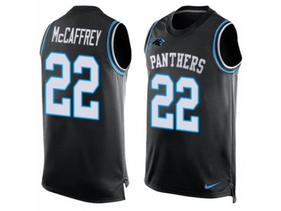 Carolina Panthers 22 Christian McCaffrey Elite Black Player Name Number Tank Top NFL Jersey